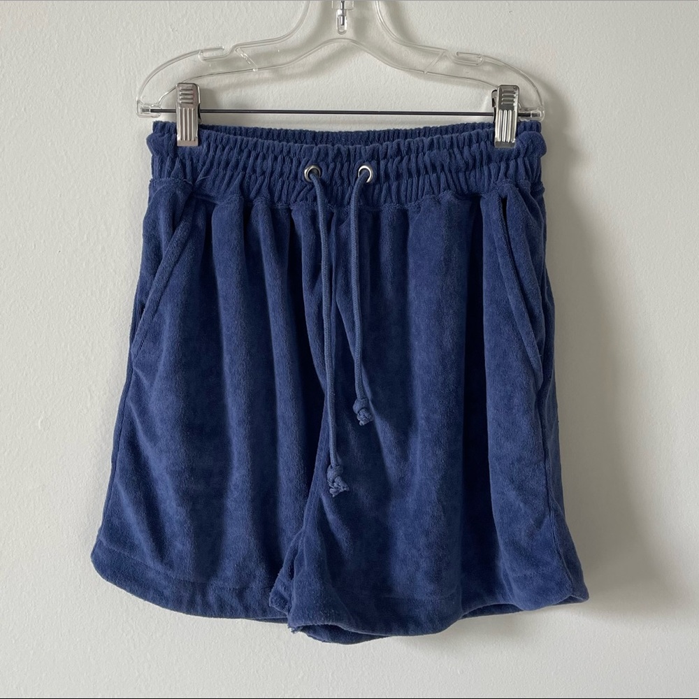 MISSGUIDED Blue Co Ord Terry Towel Shorts size 4